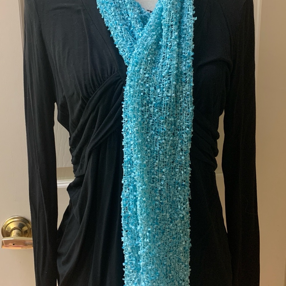 Cheppu Turquoise Textured Scarf - Picture 3 of 8